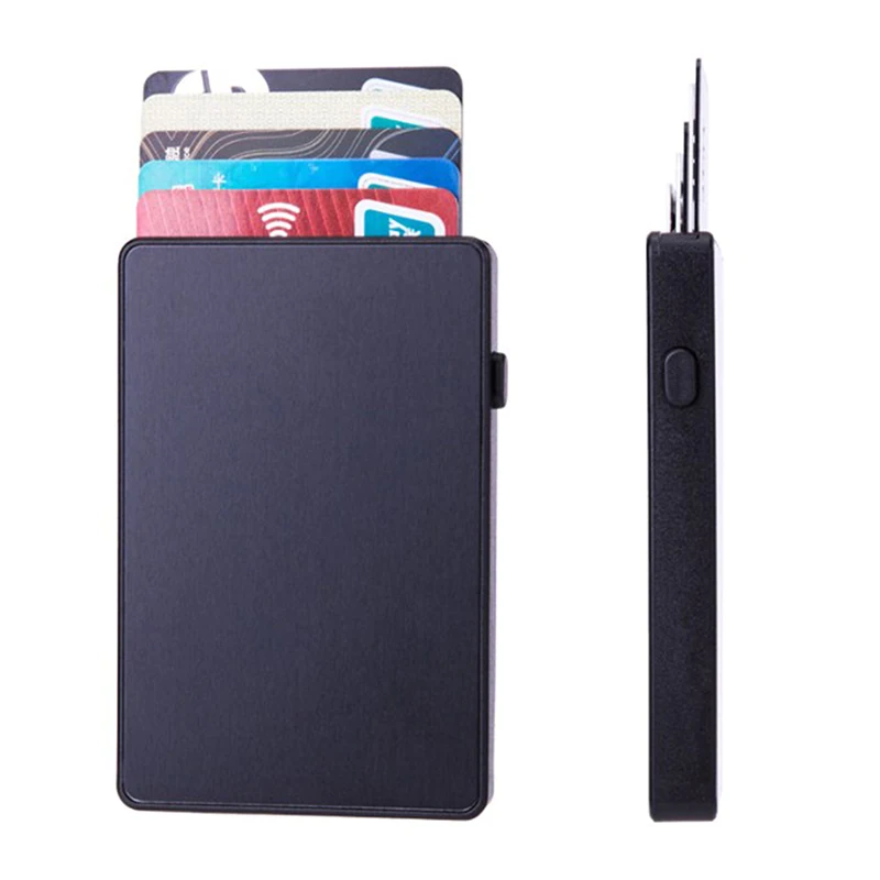 

Fashion Aluminum Single Box Smart Wallet Anti-theft Slim RFID Clutch Pop-up Push Button Card Holder Cards Case