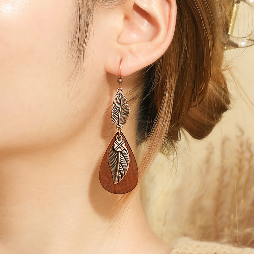 Винтажное этническое металлическое ожерелье с кисточками в виде листьев женские