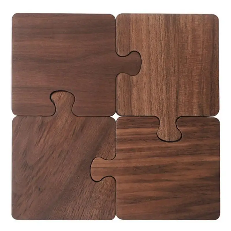 

Деревянная подставка для чая, 4 шт., изолированная форма пазла, домашний декор, подставка для чая, элегантные подставки для напитков для стол...