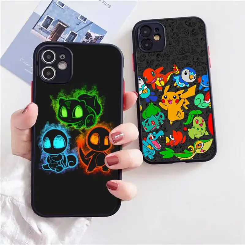 

Cute Anime Pokemones Phone Case For iphone 13 12 11 xr xs x 7 8 pro max Plain Soft TPU Silicone Clear Case Cover