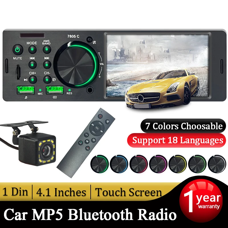 Автомобильный Радиоприемник 1 DIN С Сенсорным Экраном 4 Дюйма Bluetooth-стерео MP3/MP5