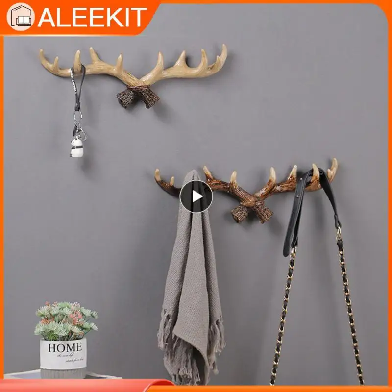 

Creative Retro Wall Hook Resin Antler Shape Household Coat Rack Wall Hat Key Rack Home Storage Accessories