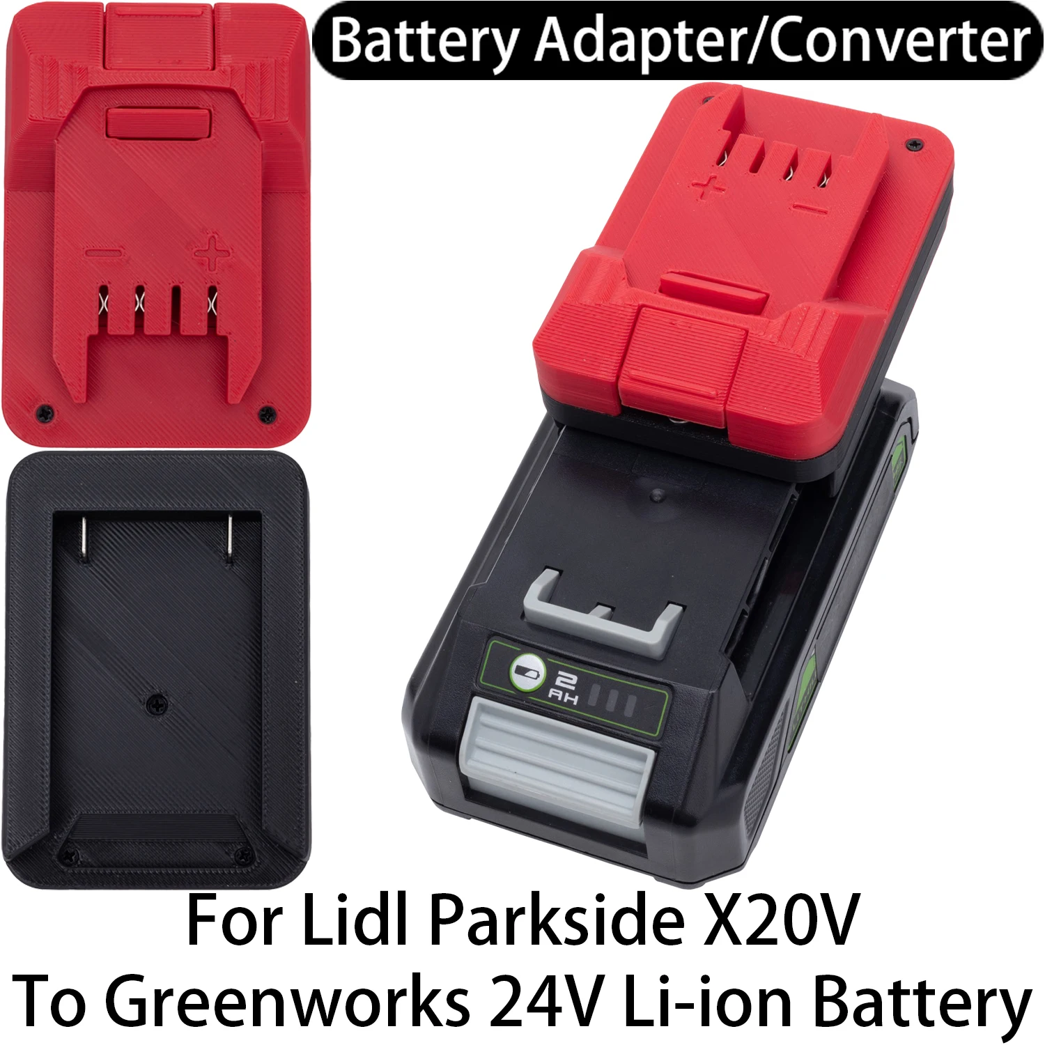 Фото Адаптер для аккумулятора Lidl Parkside X20V Li-ion для инструмента Greenworks 24V Li-ion, переходник для электроинструмента, аксессуар. №1