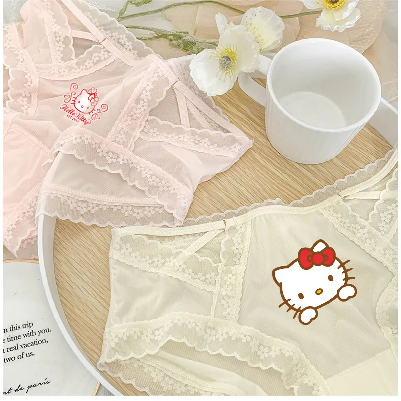 Sanrio Kuromi Hello Kitty фланелевой комплект нижнего белья для девочек мягкие хлопковые