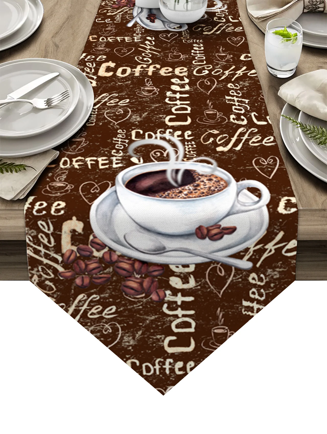 

Сахарная кофейная зерна в винтажном стиле, настольная дорожка высокого качества из хлопка и льна, настольная дорожка для свадьбы, отеля, дом...