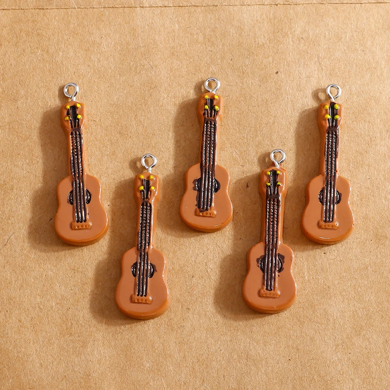 

10pcs 12x38mm Cute Music Guitar Charms for Jewelry Making DIY Earrings Pendants Necklaces Handmade Keychains Crafts Accessories