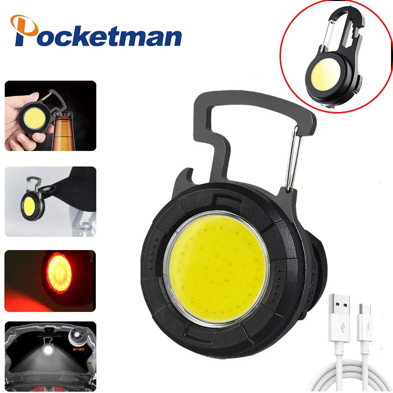 

New Mini Portable Work Light Multifunctional COB Flood Light Rechargeable Keychain Light Strong Light Durable Flashlight