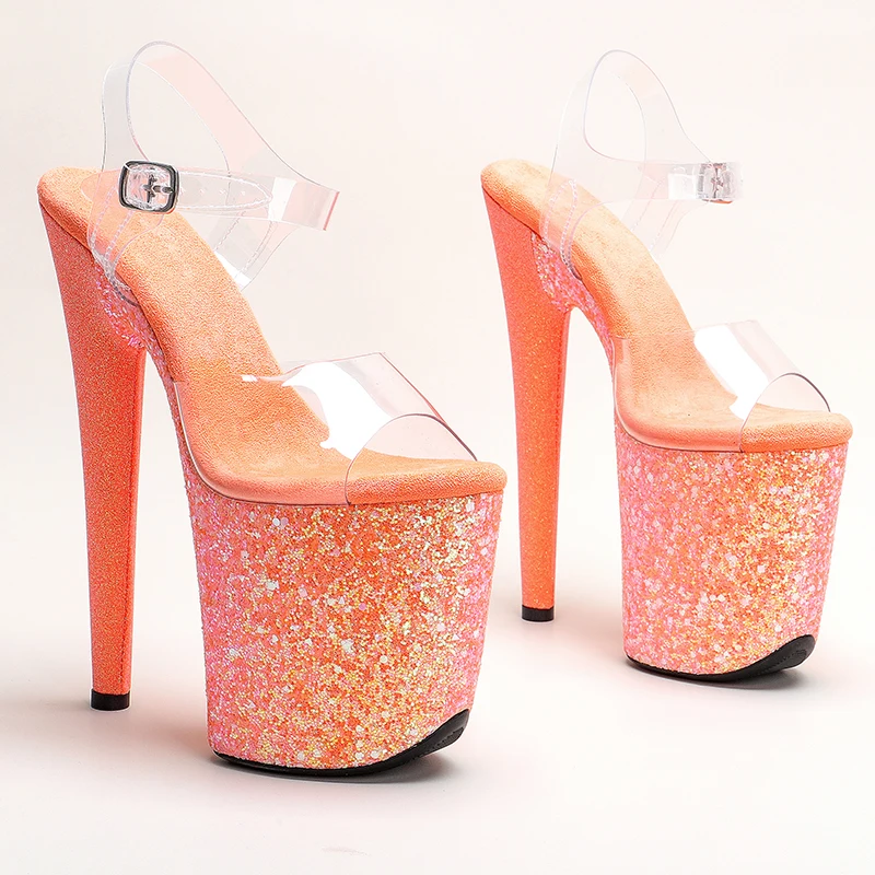 Leecabe 20cm/ 8inches   PVC upper  fashion sexy Glitter  platform high heel   sandals  pole dance shoes