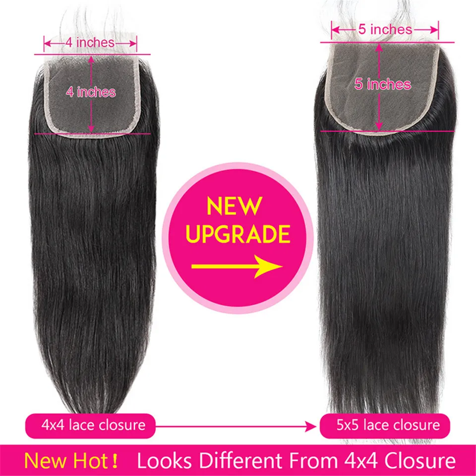 

Brazilian Hair Straight 13x4 HD Lace Frontal 100% Human Hair 5x5 Transparent Swiss Lace Closures Only 8-22 Inch Natural Color