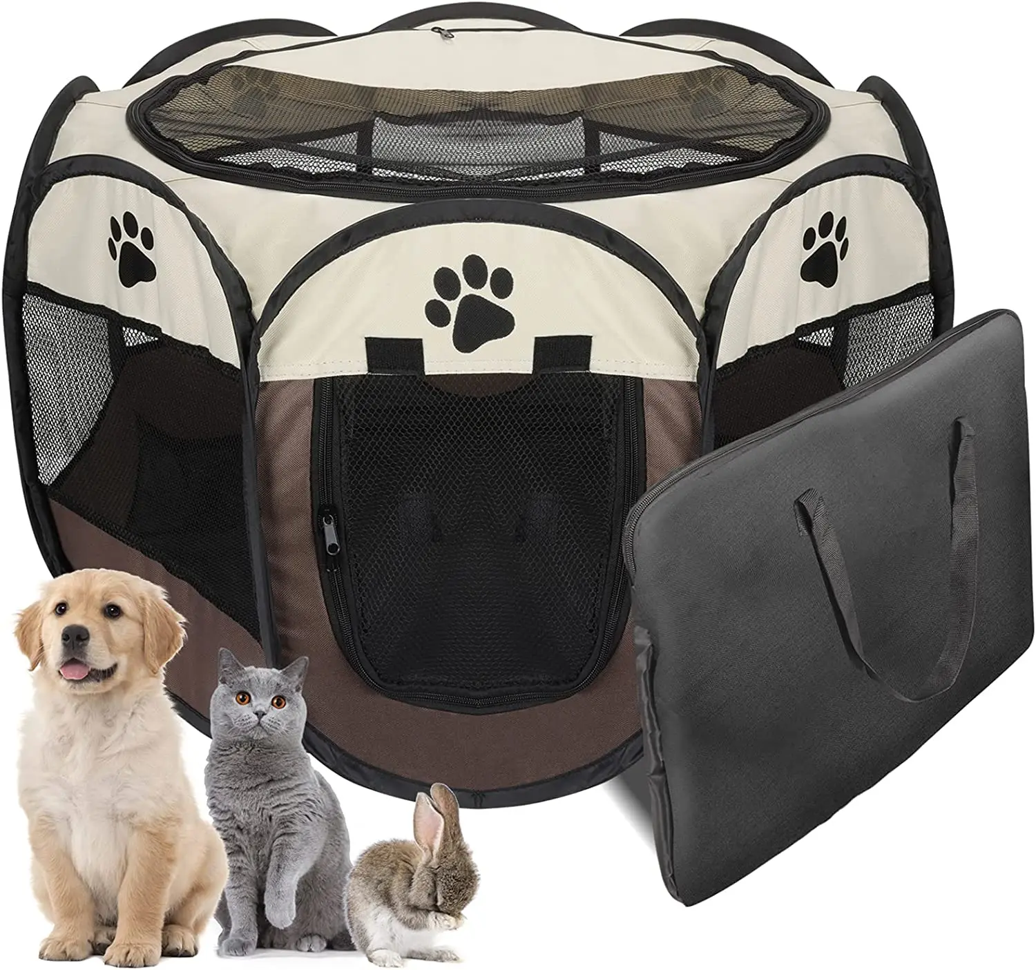 

ZOOBERS Pet Playpen Foldable Dog Playpens Portable Exercise Kennel Tent for Cats/Rabbits Play Tent Removable Mesh Cover
