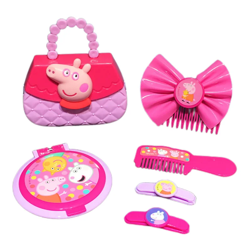 

Peppa Pig cartoon George Page mirror comb children's cosmetic bag girl dress up dressing cosmetic box princess play house play