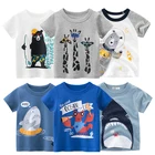 Детские топы, футболка с коротким рукавом для мальчиков и девочек, футболки с рисунком животных из мультфильмов, чистые детские футболки