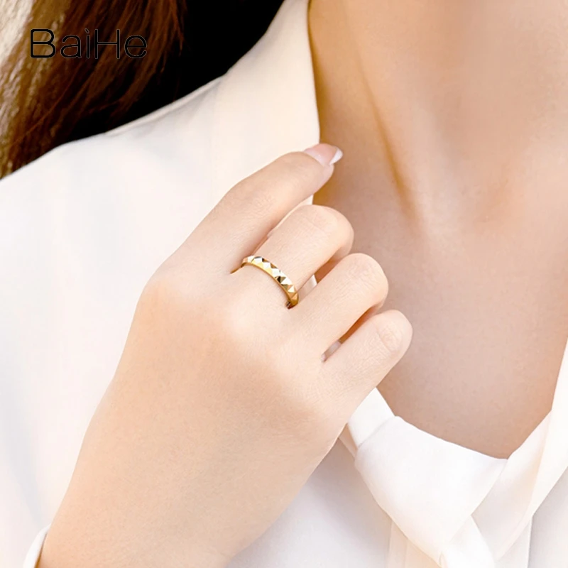 BAIHE Твердый 14K желтый/розовый/белый золотой помолвка Свадебная вечеринка Модные