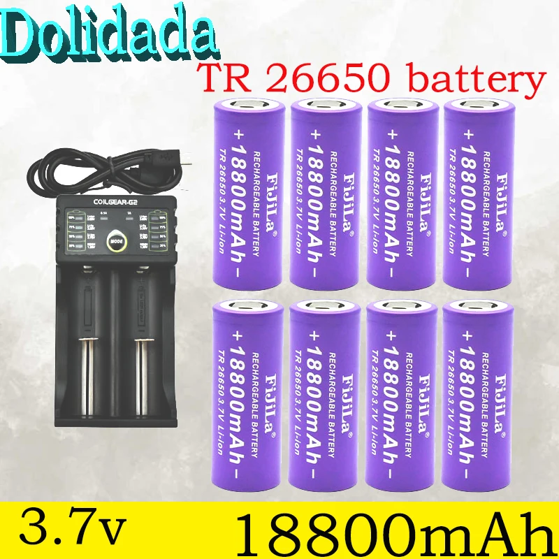 

New 3.7V 26650 Rechargeable Li-ion Battery18800mAh For LED Flashlight Torch Li-ion Battery Accumulator +Charger