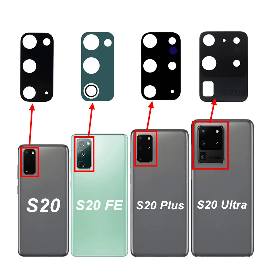 

Back Rear Gamera Glass Lens For SAMSUNG GALAXY S20 S21 S22 Plus Ultra FE Camera Lens Glass Cover Replacement Parts+Adhesive Tape