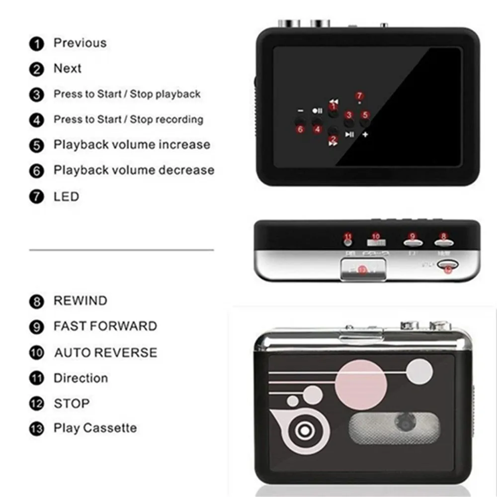 Портативная Кассетная машина Walkman аудио плеер лента транскрибция U диск в стерео