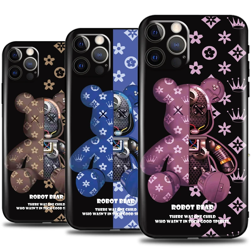 

Luxury Mechanical Bear Phone Case For iPhone 13 12 11 Pro Mini X XR XS Max 5 5s 6 6s 7 8 Plus Funda Soft TPU Ultra-Thin Coque