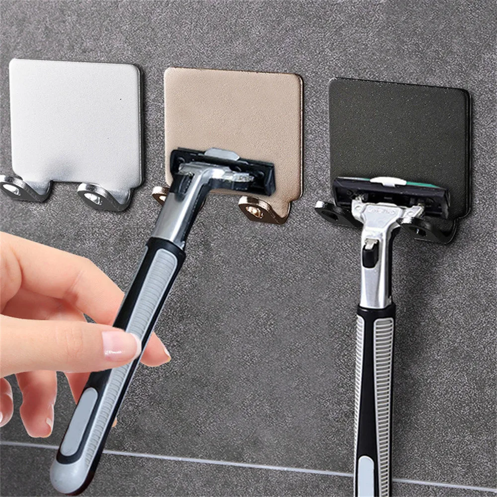 

Stainless Steel Razor Holder Storage Hook Wall Shaving Shaver Shelf Punch Free Razor Rack Bathroom Kitchen Toiletries Accessory