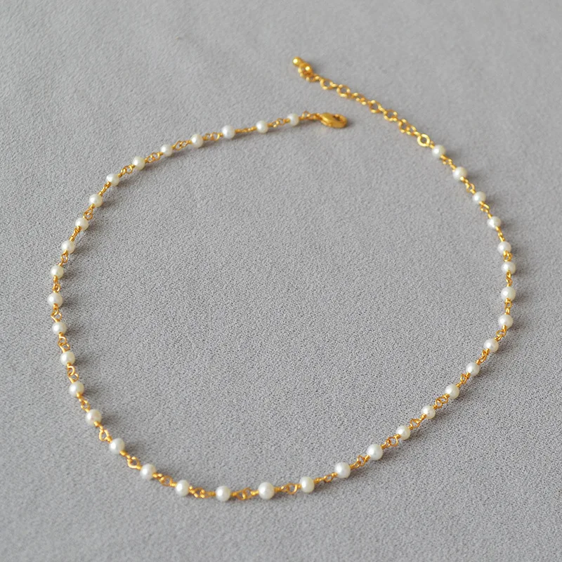 

LONDANY ожерелье французская нишевая ручная работа интервал пресноводная аквакультуры маленький жемчуг темпераментное короткое ожерелье цепь на ключицу