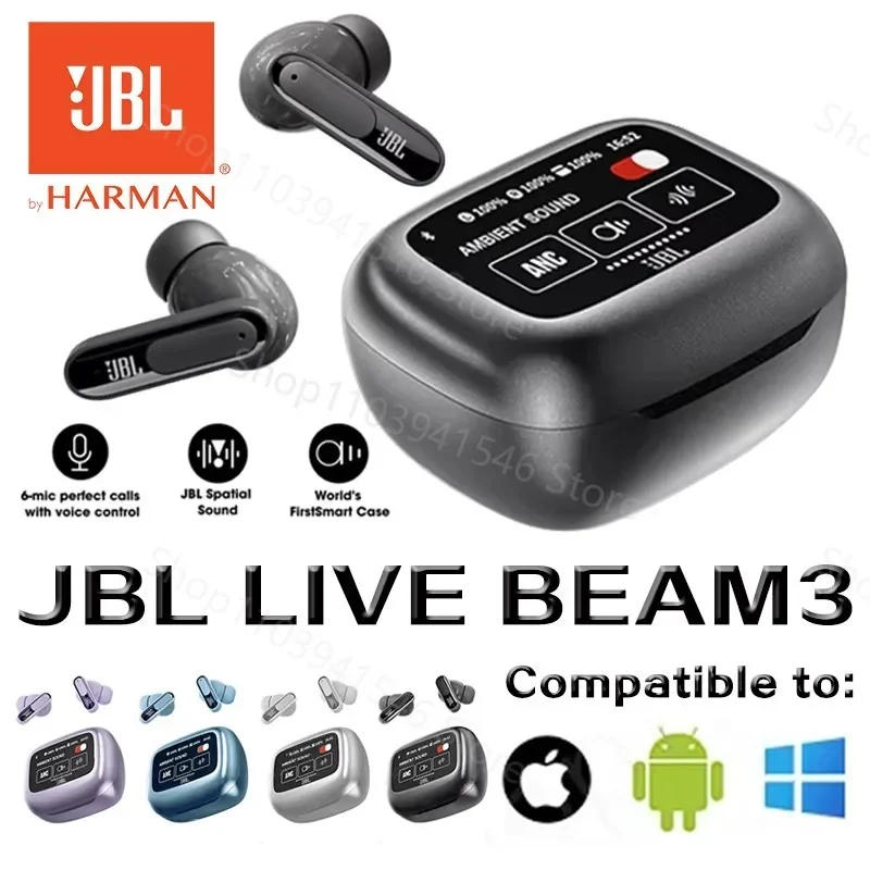 Фото Беспроводные наушники JBL Live Beam 3 с шумоподавлением, 6 микрофонов для идеальной связи, защита от воды IP55 №1