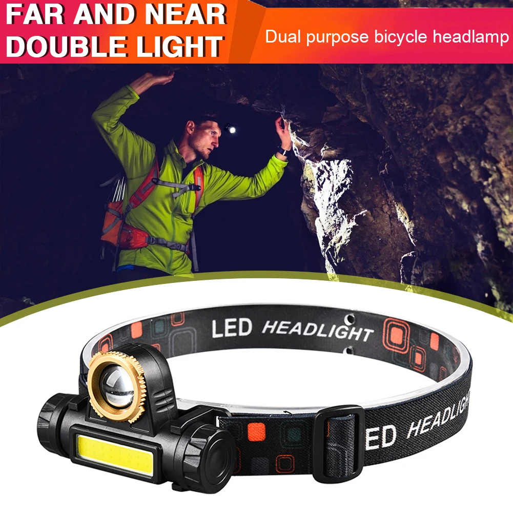 

Zoomable Headlight 5W Waterproof Camping Bicycle XPE + COB LED Bike 350LM Torch Biking Portable Dustproof Cycling Parts