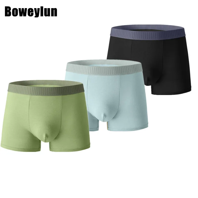 

Boweylun New Cotton Men's Solid Color Underwear Graphene Antibacterial Comfortable Breathable Moisture Absorption Boxer Briefs