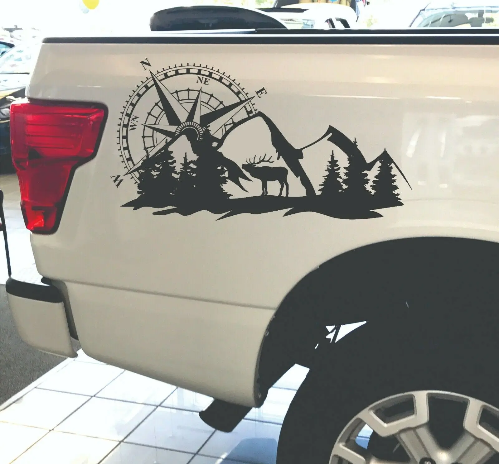 

Compass Truck Decals, Hunting Edition Graphics, Vinyl Stickers, Deer Nature, 4x4