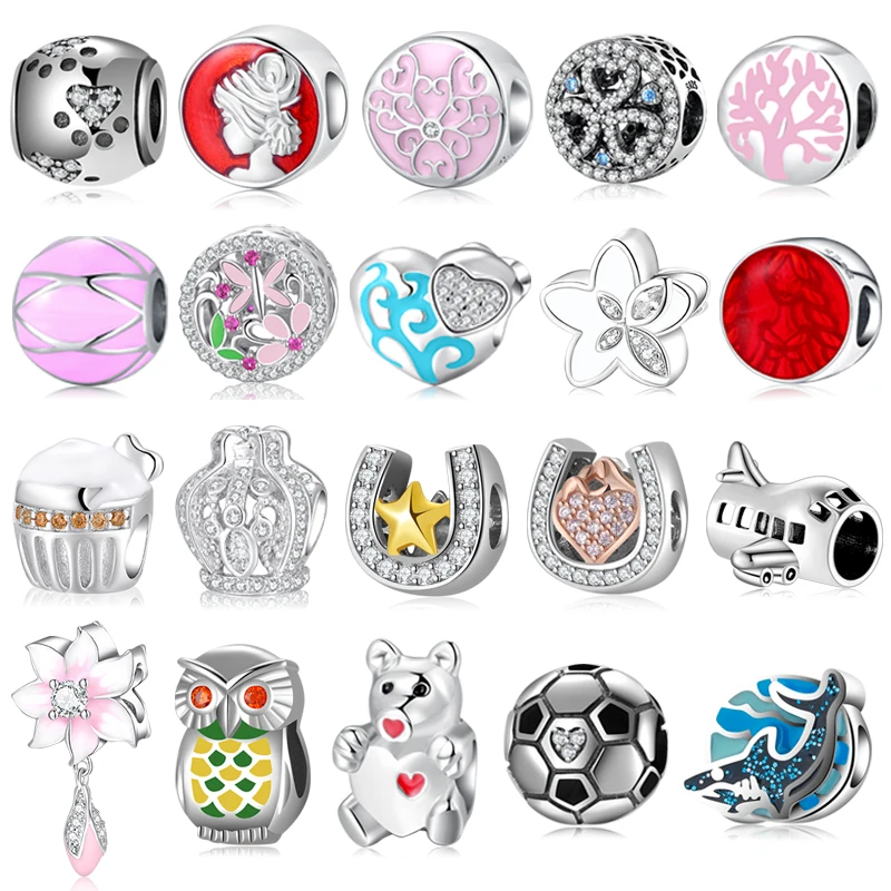 Новые искусственные Серебристые розовые бусины в форме сердца с фианитами