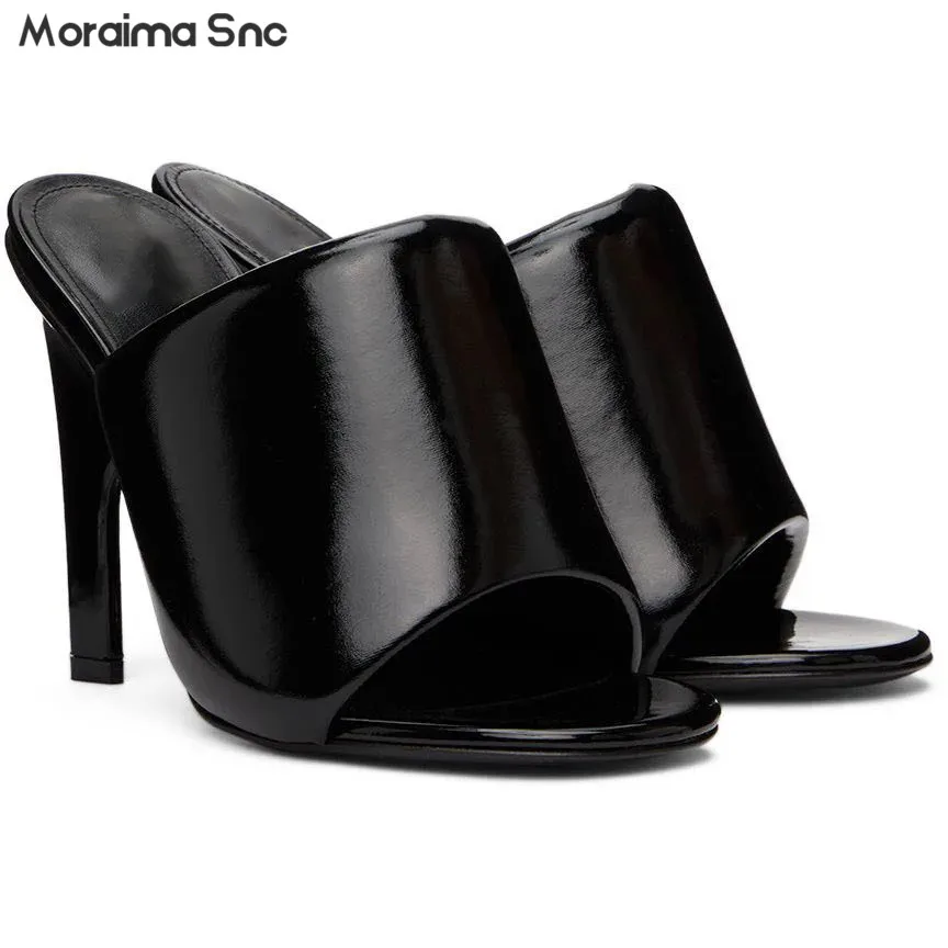 Black Open Toe Fashion Half Slippers Summer New Stiletto Sexy Outerwear Sandals Large Size Casual Party Sexy Women\'s Shoes