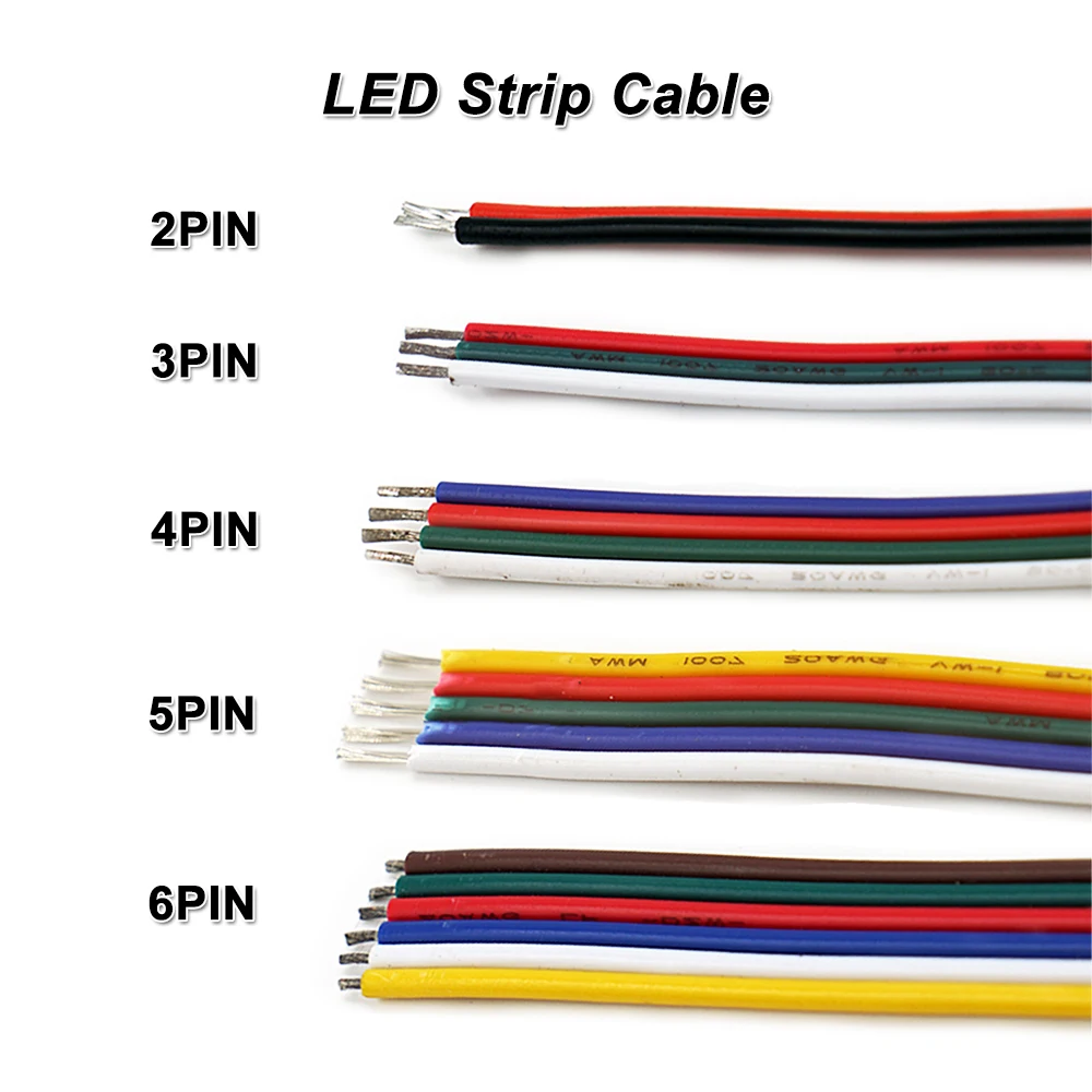 Кабель со светодиодными лентами 16AWG 18AWG 20AWG провод 2PIN/3PIN/4PIN/5PIN/6PIN для 5050 3528 WWCW RGB RGBW