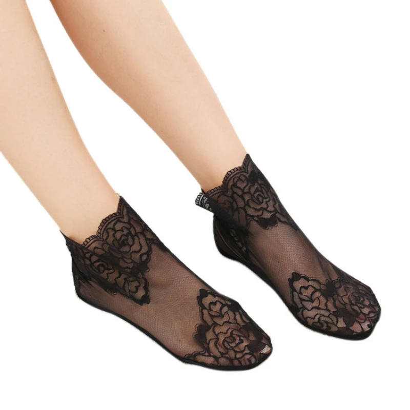 Summer Lace Socks Women's Solid Color Cotton Stockings