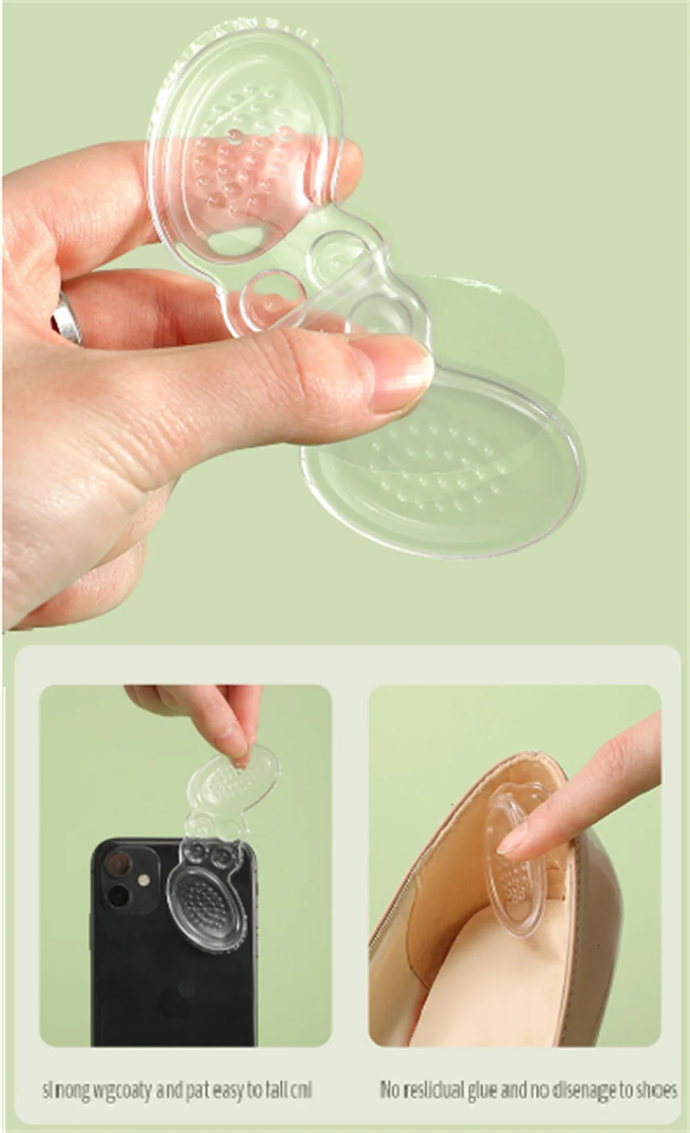 2 Pairs Silicone Heel Stickers Heels Grips for Women Men Anti Slip Heel Cushions Non-Slip Inserts Pads Foot Heel Care Protector