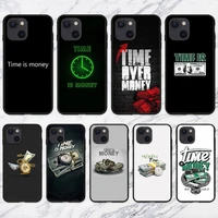 time is money art phone case for iphone 11 12 mini 13 pro xs max x 8 7 6s plus 5 se xr shell