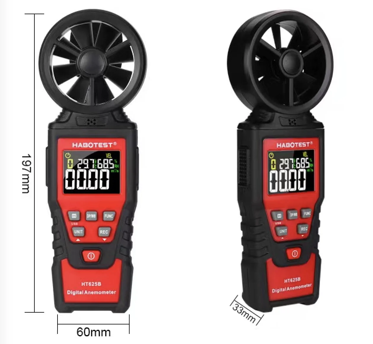 Портативный измеритель скорости ветра HT625A цифровой анемометр ручной