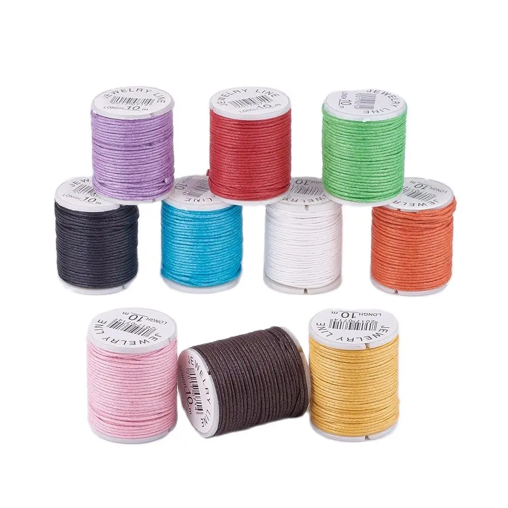 

10 rolls 1mm Waxed Polyester Cord Colorful Braided Waxed Thread for Jewelry Handmade DIY Bracelets Beading Sewing Accessories