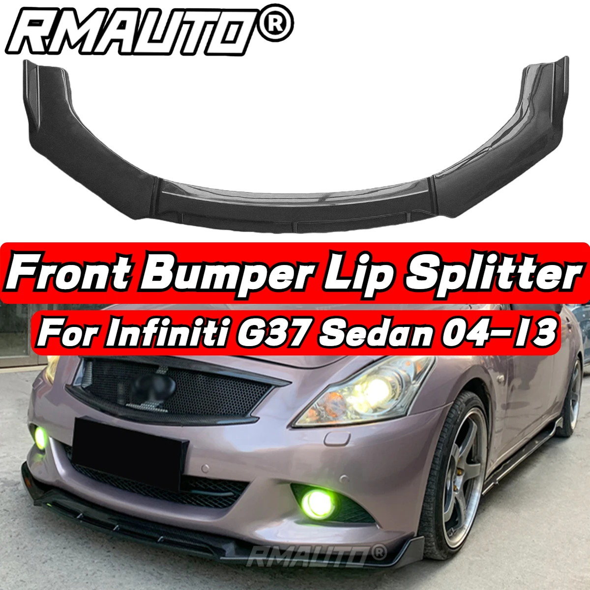 

For Infiniti G25 G37 2004-2013 Carbon Fiber Car Front Bumper Splitter Spoiler Lip Diffuser Bumper Guard G25 G37 Lip Body Kit