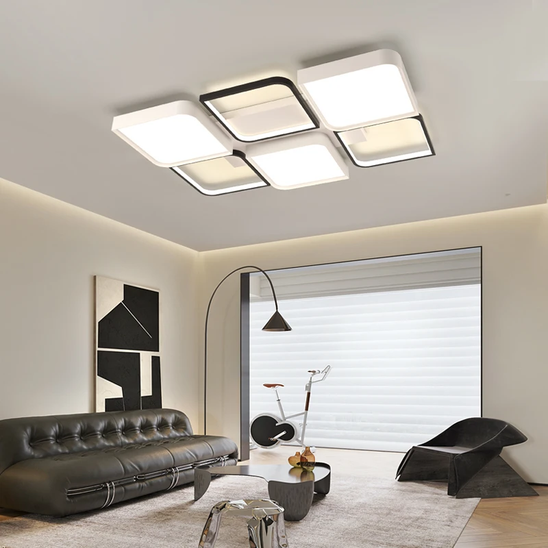 Modern Minimalist Living Room Ceiling Lights Atmospheric Geometric Rectangular Dining Room Light Nordic Home Bedroom Led Light