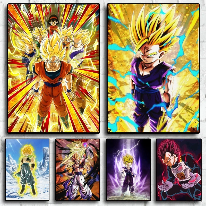 

Японская Картина на холсте аниме «Драконий жемчуг» супер Сайя сон Гохан гогета винтажная картина подходит для рождественских украшений
