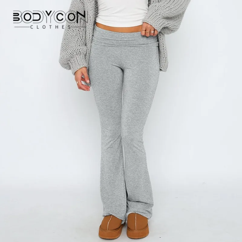 

Женские однотонные брюки, облегающие уличные брюки с завышенной талией, повседневные расклешенные брюки, женская одежда y2k, длинные капри, брюки