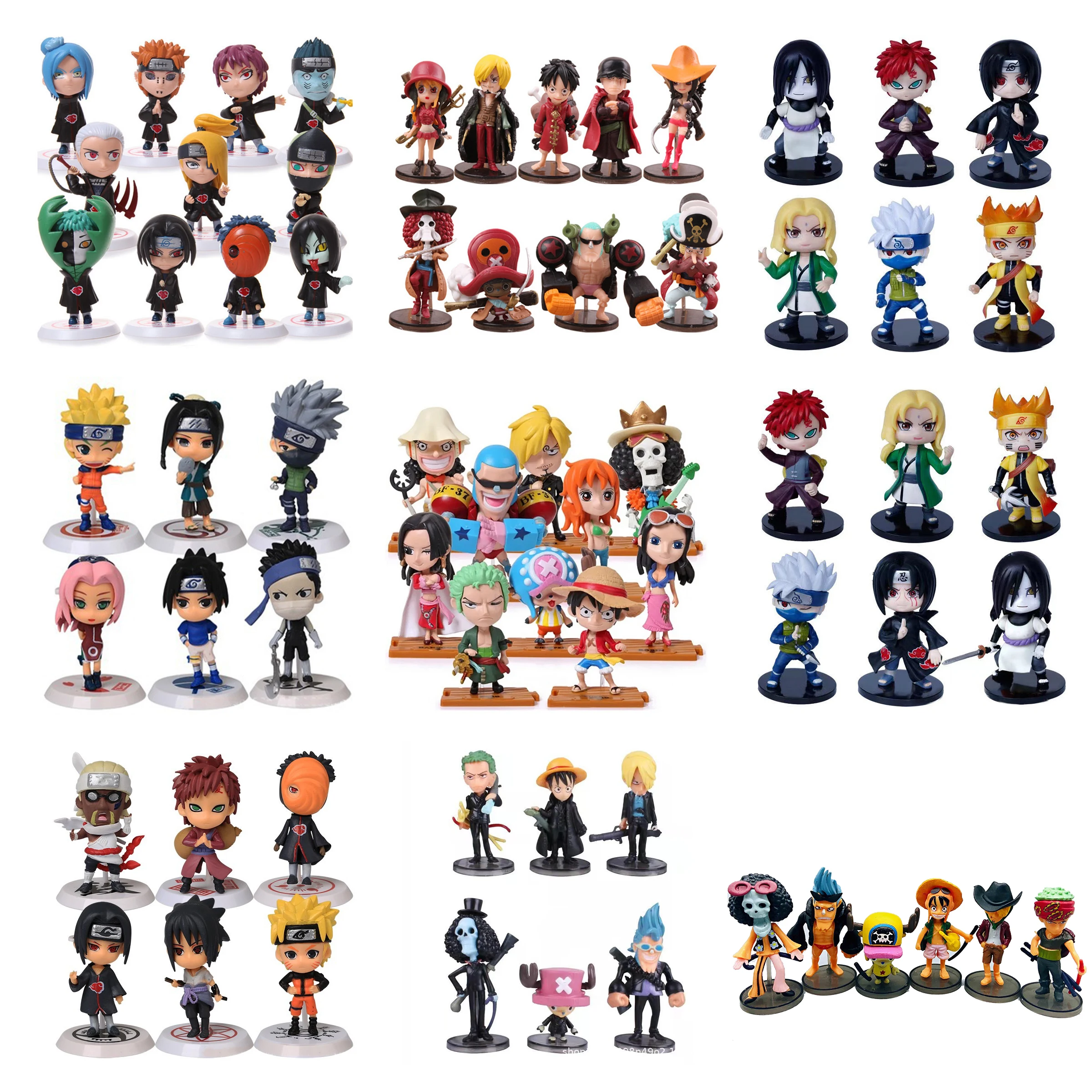 

8-10CM Anime Naruto Shippuden Sasuke Itachi One Piece Luffy Demon Slayer figure Q Version PVC Figures Toys Dolls Kid Gift
