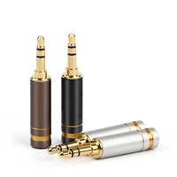 3 5mm jack metal male wire connector gold plated copper stereo earphone plug id 6 0mm aluminum alloy 3 5 audio adapter 3 color