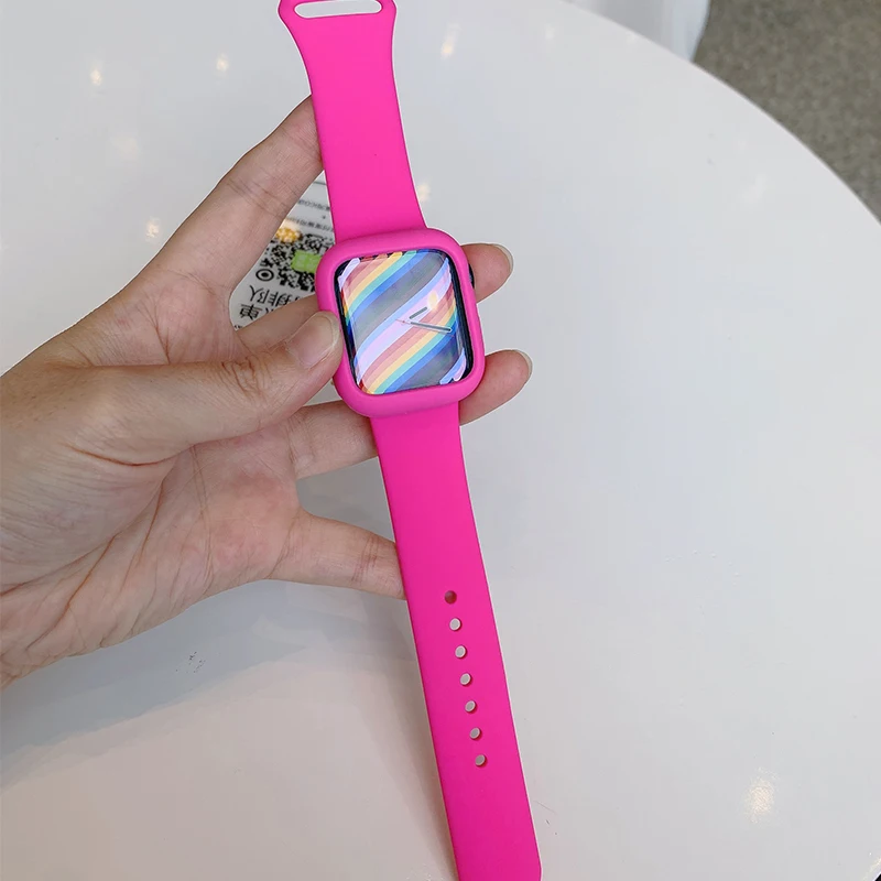 Soft Silicone Case for Apple Watch series 7 8 45mm 41mm Cover Protection Shell iWatch SE 6 5 3 44mm 40MM 42MM 38MM accessories