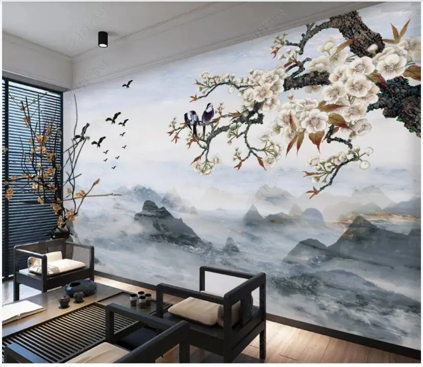 3d photo wallpaper Custom mural Chinese style plum eagle flower scenery living room home decor wallpaper for wall in rolls