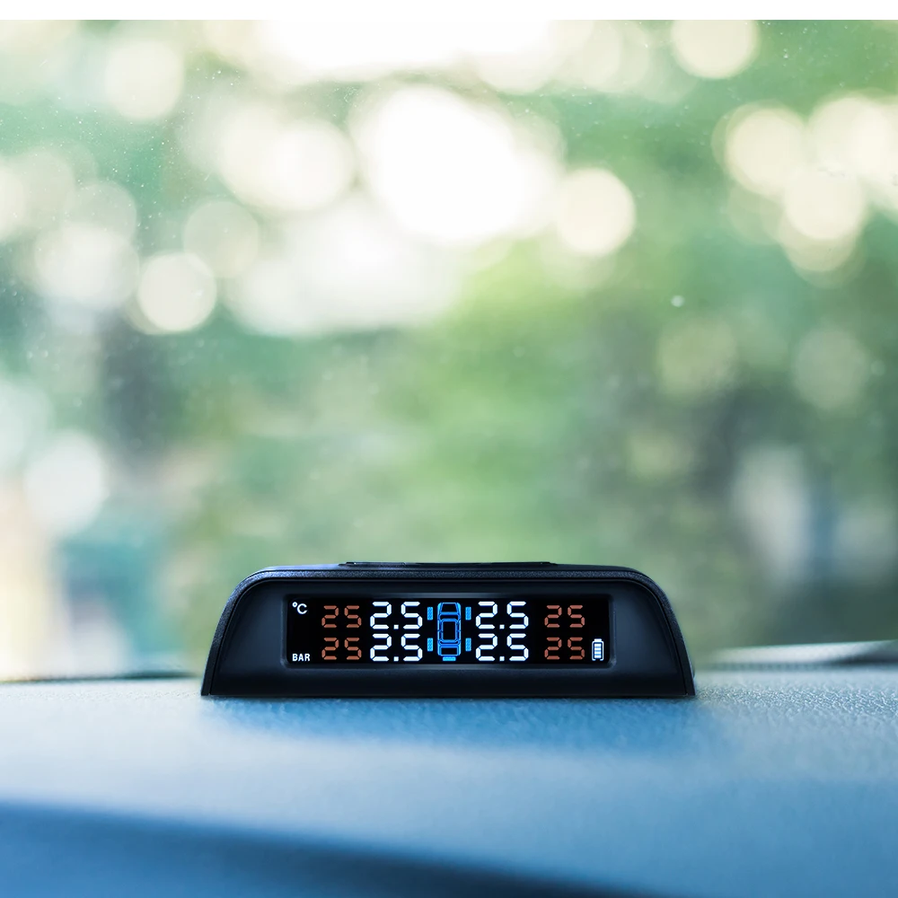 

ATsafepro External Internal Wireless Car Truck TPMS Tire Pressure Monitoring Sensors Gauges Meter Solar Power