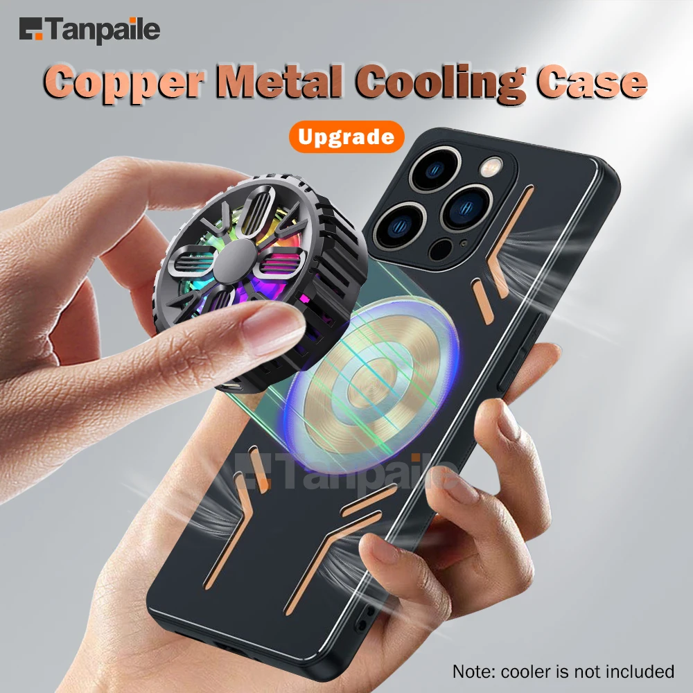 

Magnetic Cooling Phone Case For APPLE iphone 15 PRO PLUS MAX Shockproof Copper Heat Dissipation Metal Back Cover
