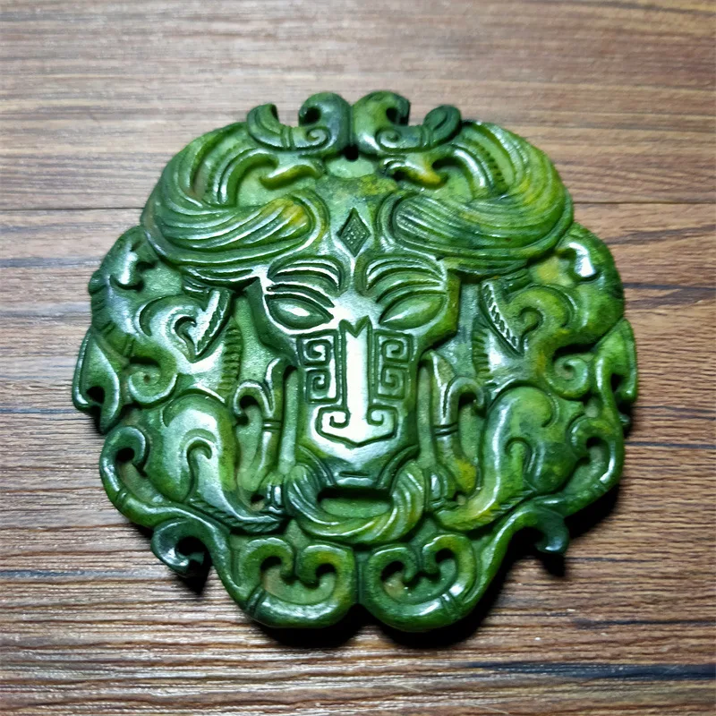 

Антикварные разные предметы, имитация винтажных поделки, резьба по нефриту Сю, ретро голова быка, благоприятный зверь, кулон, нефритовый кулон