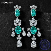 shipei 925 sterling silver pear created moissanite paraiba tourmaline ruby sapphire gemstone drop dangle earrings fine jewelry