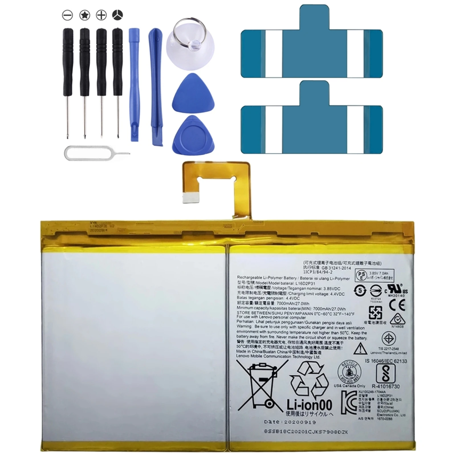 

7000mAh L16D2P31 Li-Polymer Battery For Lenovo Tab 4 10/10 REL/10 Plus TB-X304L X304F TB-X704F X704L X504F X504L