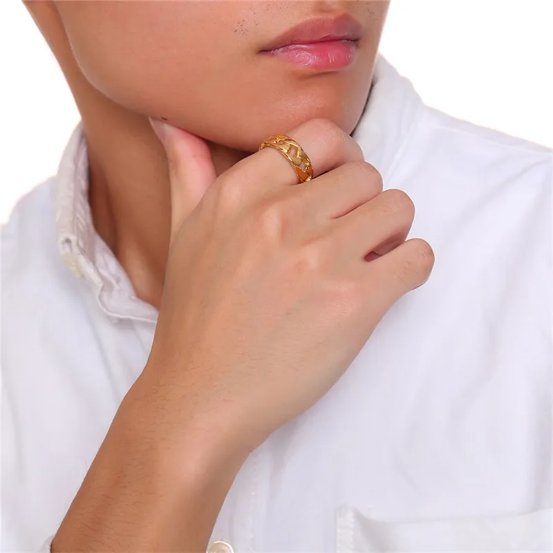 Letapi 316L нержавеющая сталь 7 мм Панк Винтажные кольца для мужчин, кубинская цепь, мужское кольцо, ювелирные изделия, подарки.