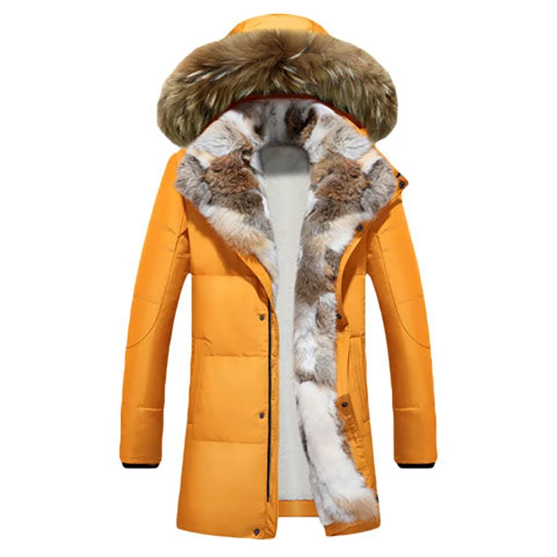 winter High Quality duck down jacket men coat parkas thick Liner male Warm Clothes Rabbit fur collar PLUS SIZE 4XL 5XL